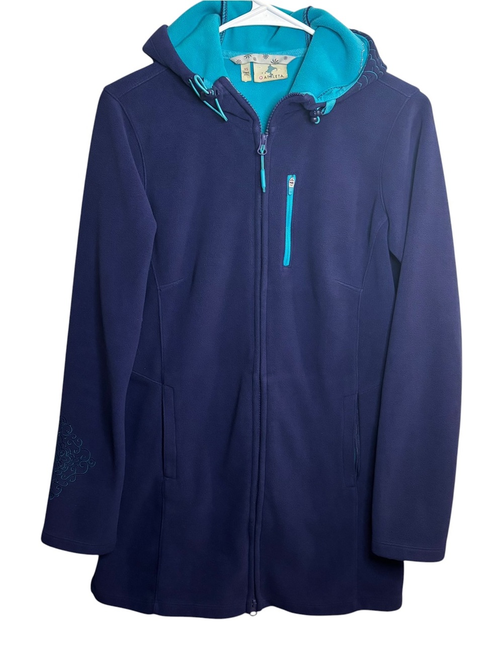 Athleta Swara embroidered fleece long jacket XS